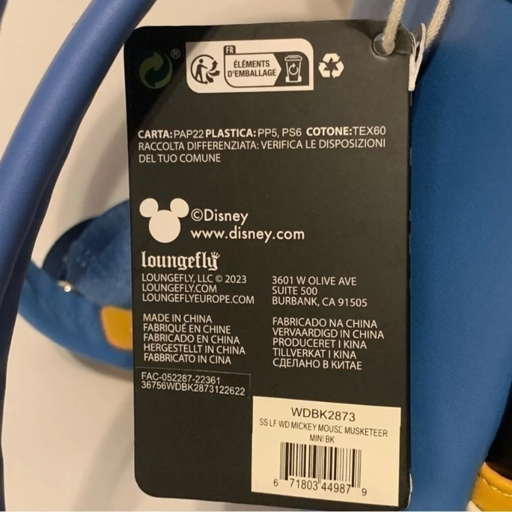 NWT. LOUNGEFLY x DISNEY Three Musketeers Mickey Mouse Backpack